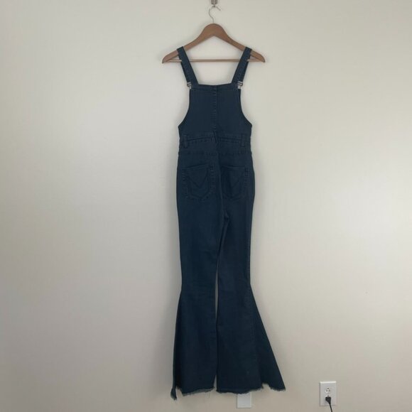 Show Me Your Mumu Berkeley Zip Up Bell Overalls Dark Rainstorm Size Small - Picture 2 of 8